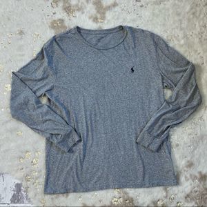 EUC POLO Ralph Lauren LS Shirt Grey with Blue Logo💗